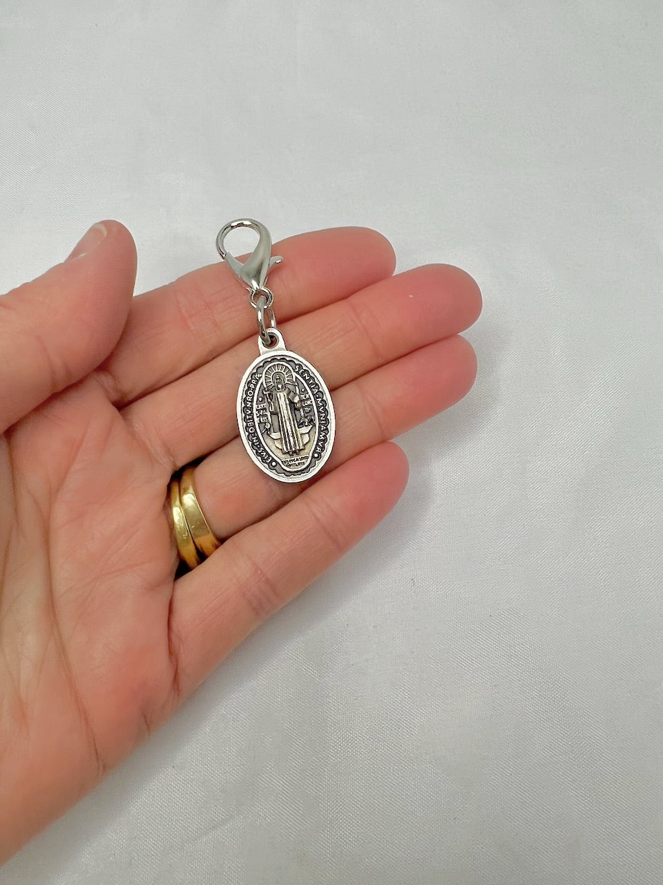 St. Benedict Oval Medal Rosary Marker or Zipper Pull - Knots of Grace