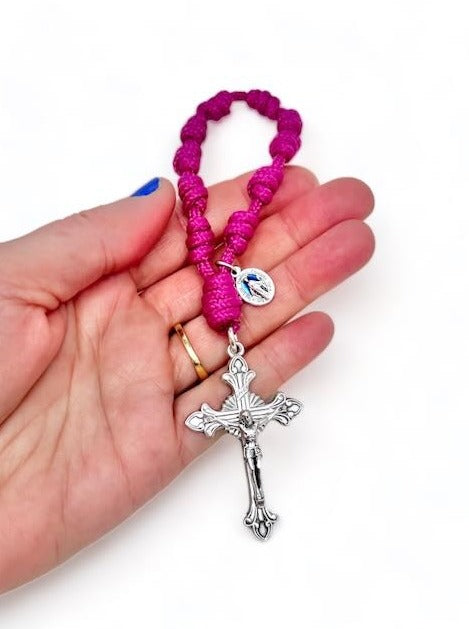 Radiant Light Pocket Rosary - Raspberry - Knots of Grace