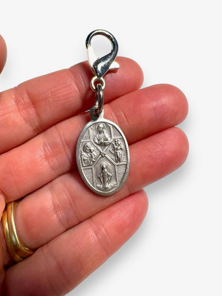 4 Way + I AM CATHOLIC Medal Rosary Marker or Zipper Pull - Knots
