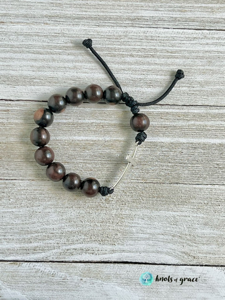 Grace in Motion Active Faith Rosary Bracelet - Silver Cross (Runner&