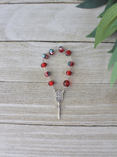 Sensory Red St. Benedict Pocket Rosary