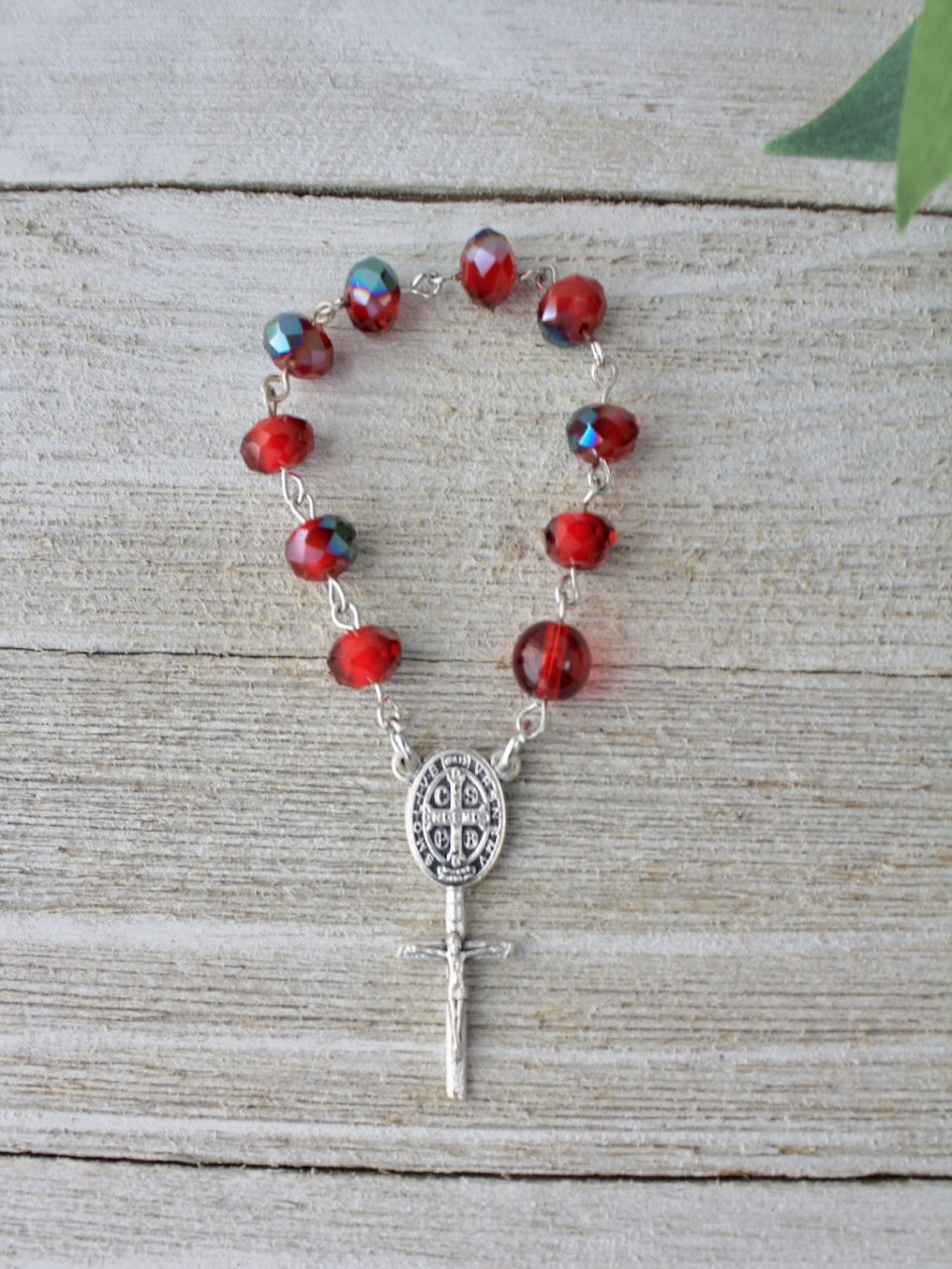 Sensory Red St. Benedict Pocket Rosary