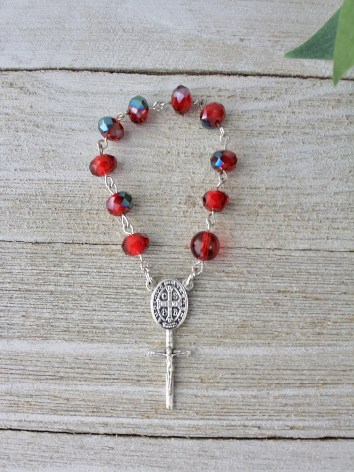 Sensory Red St. Benedict Pocket Rosary