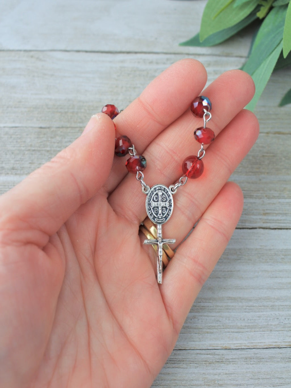 Sensory Red St. Benedict Pocket Rosary