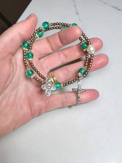 Safe Journey Steering Wheel Rosary with 5-Way Medal