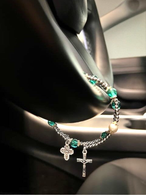 Safe Journey Steering Wheel Rosary with 5-Way Medal
