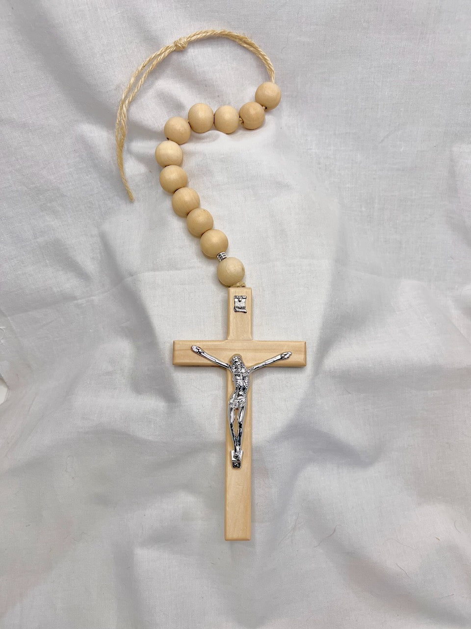 Light Wood Crucifix Bead Coffee Table / Wall Rosary – Knots of Grace